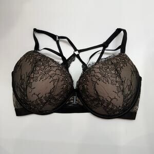 Victoria's Secret Black Lace Strappy Very Sexy Push Up Bra 38DD